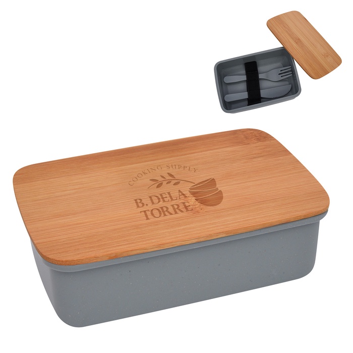 Customized Wheat Lunch Set with Bamboo Lid