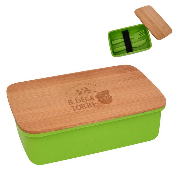 Customized Wheat Lunch Set with Bamboo Lid
