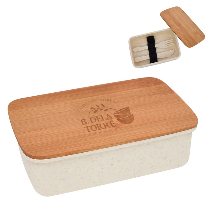 Customized Wheat Lunch Set with Bamboo Lid