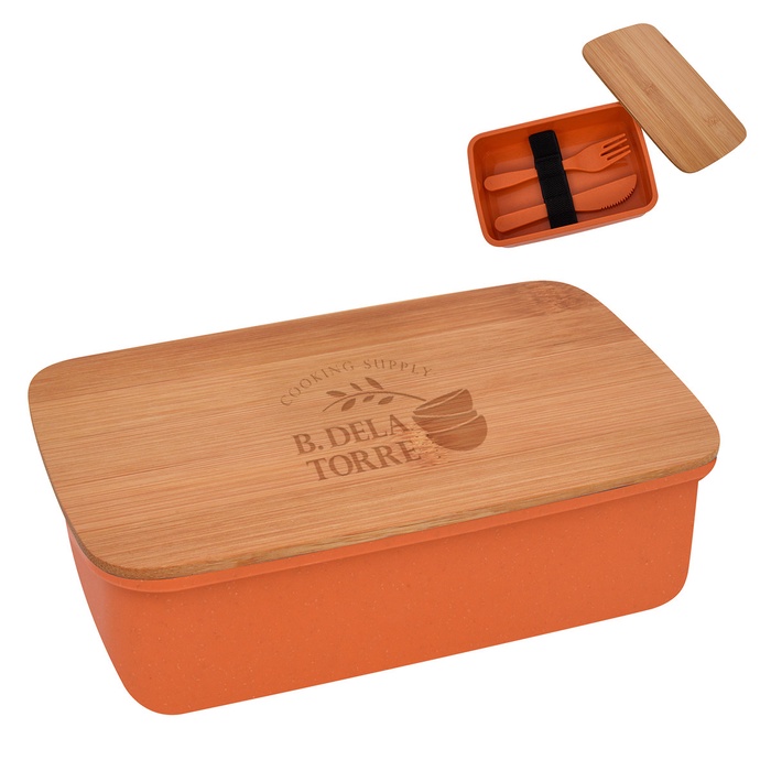 Customized Wheat Lunch Set with Bamboo Lid