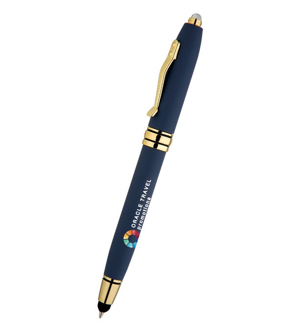 Royale Tech Soft Touch Triple Function Copper Pen - Full Color Imprint