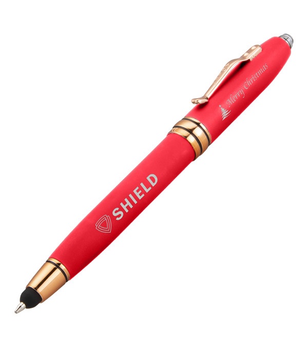 Royale Tech Soft Touch Triple Function Copper Pen with Merry Christmas