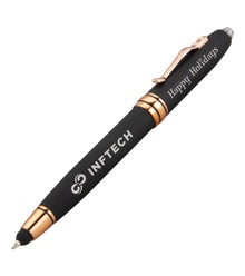 Royale Tech Soft Touch Triple Function Copper Pen with Happy Holidays-24 Hour Rush