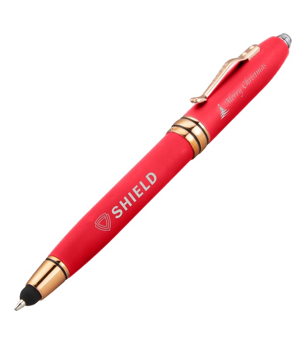 Royale Tech Soft Touch Triple Function Copper Pen with Merry Christmas
