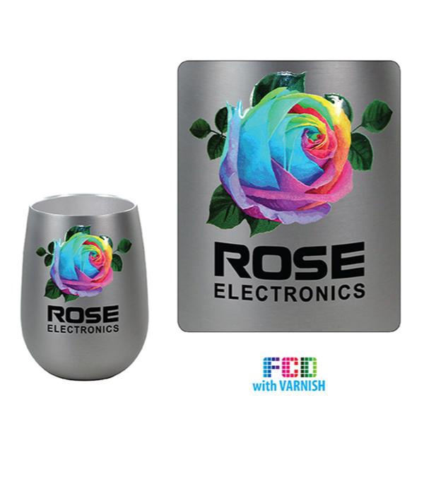 12 oz. Halcyon® Stainless Steel Wine Glass - Full Color Imprint with Varnish