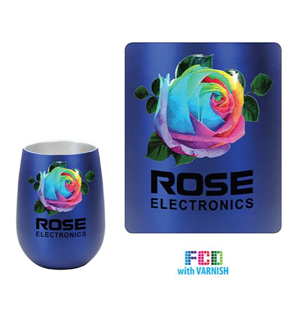 12 oz. Halcyon® Stainless Steel Wine Glass - Full Color Imprint with Varnish