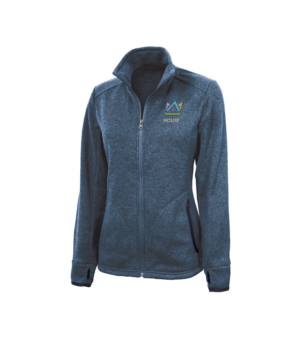 Women's Heathered Fleece Jacket - Embroidered