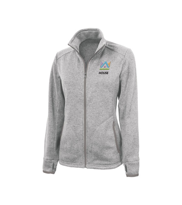 Women's Heathered Fleece Jacket - Embroidered