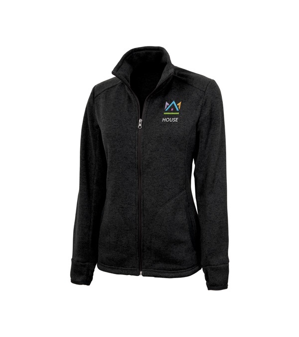Women's Heathered Fleece Jacket - Embroidered