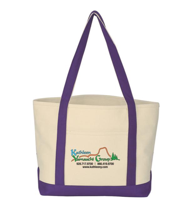 Large Cotton Canvas Boat Tote Bag
