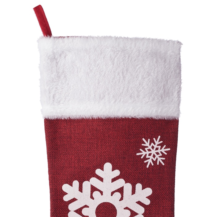 18" Red Snowflake Christmas Stocking with White Trim