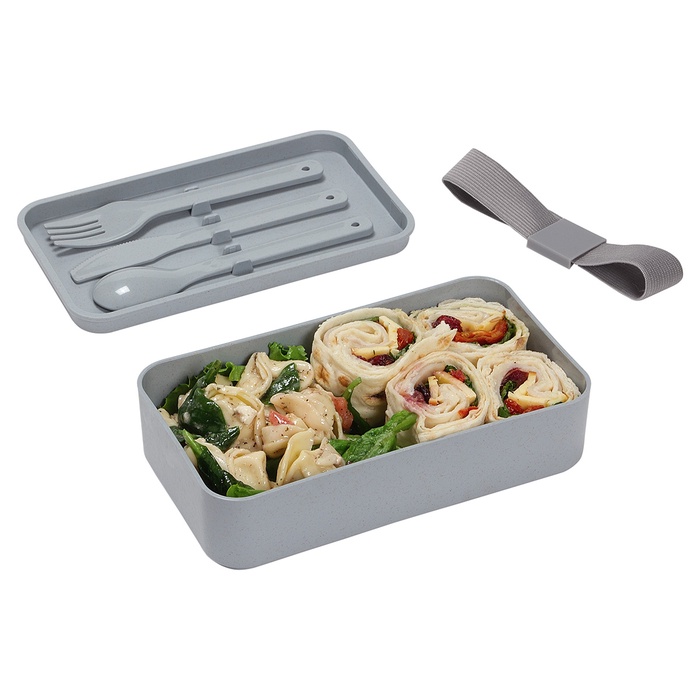 Double Decker Lunch Box with Bamboo Lid & Utensils