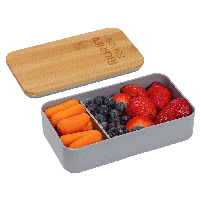 Double Decker Lunch Box with Bamboo Lid & Utensils