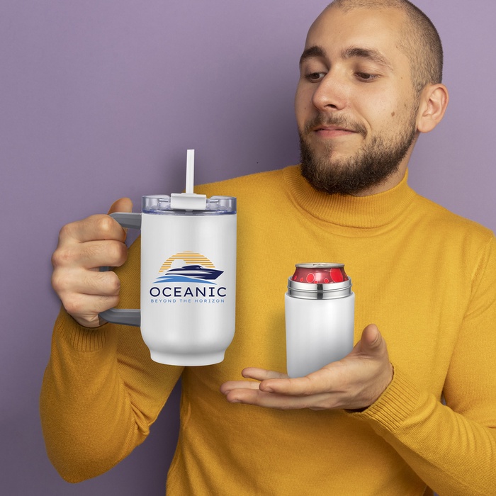 Two-in-One 21 oz Stainless Steel Travel Mug and Beverage Holder