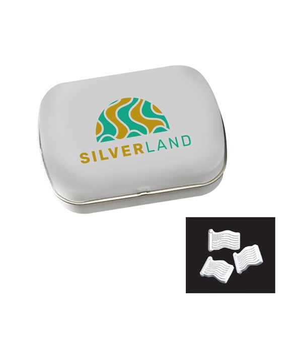 Domed Tin with American Flag Shaped Mints