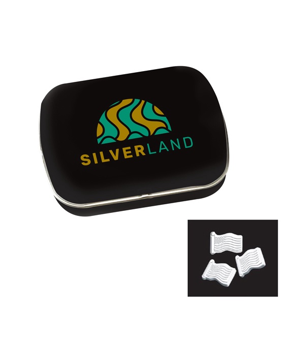 Domed Tin with American Flag Shaped Mints