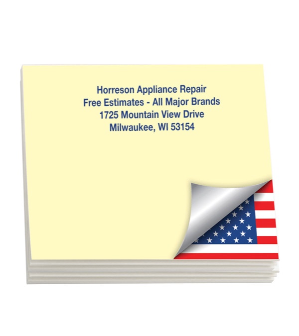 Sticky Note Pads - American Flag in Corner 4&quot; x 3&quot; (50 sheets)