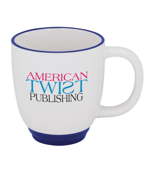 14 oz. Two-Tone Bistro Mug- Front only - 3 imprint colors