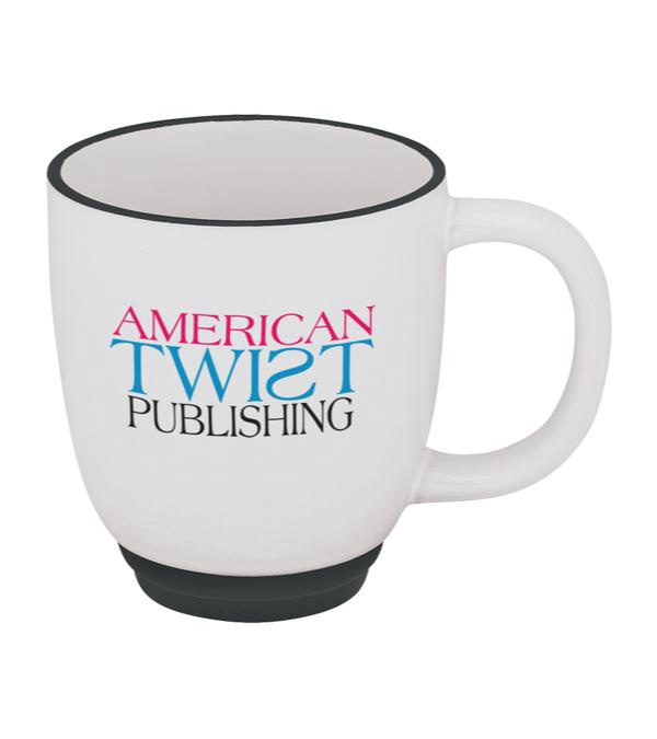 14 oz. Two-Tone Bistro Mug- Front only - 3 imprint colors