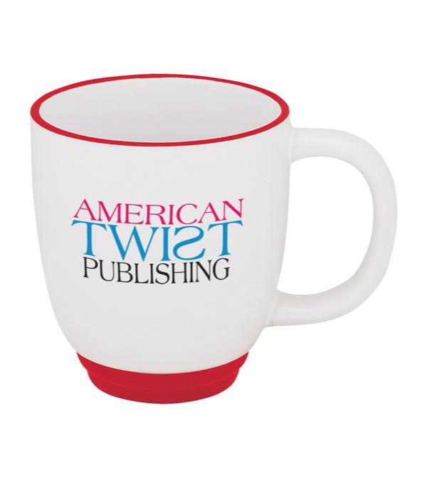 14 oz. Two-Tone Bistro Mug- Front only - 3 imprint colors