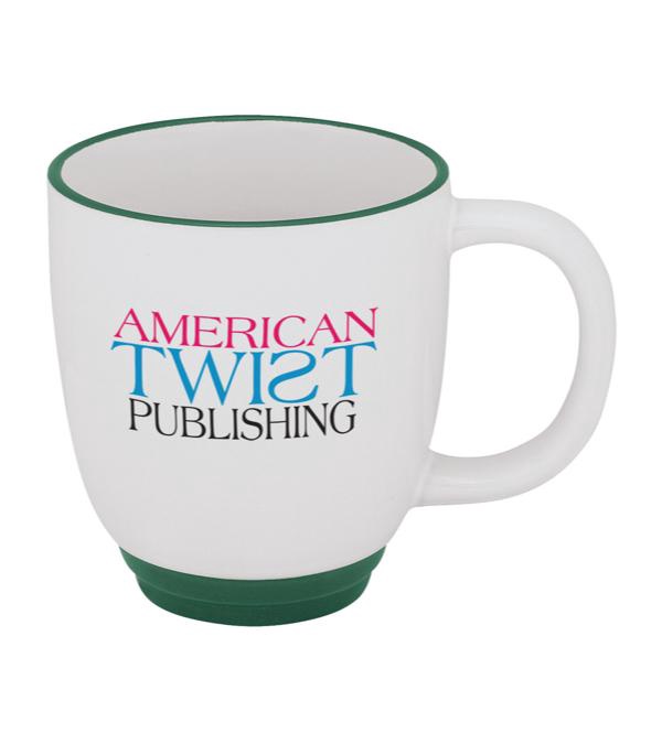 14 oz. Two-Tone Bistro Mug- Front only - 3 imprint colors
