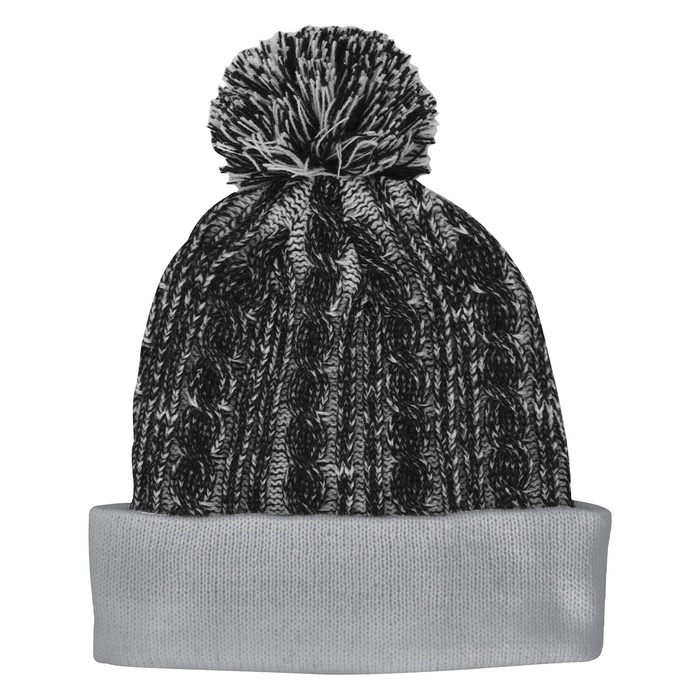 Casey Cable Knit Pom Beanie With Cuff