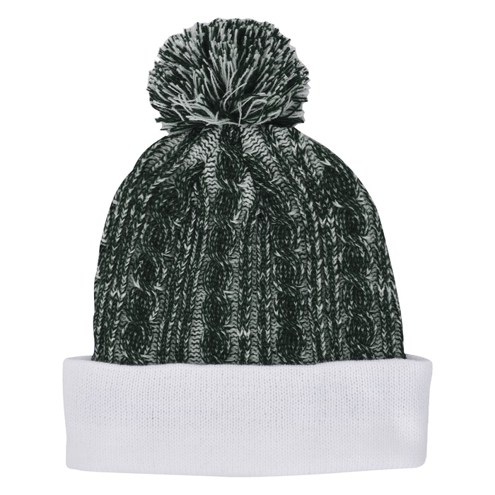 Casey Cable Knit Pom Beanie With Cuff