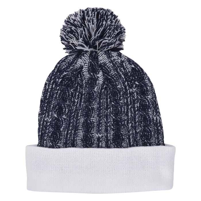 Casey Cable Knit Pom Beanie With Cuff