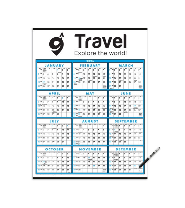Span-A-Year Calendar (Laminated with Marker) 2026