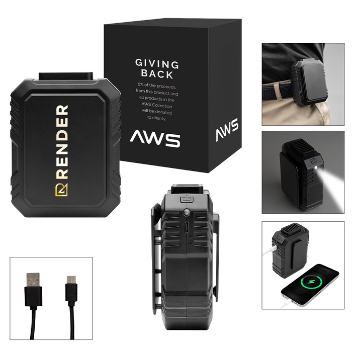 AWS UL Listed 5,000 mAh Power Bank and Fan With Clip