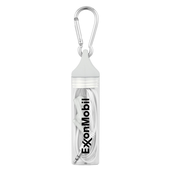 Ear Buds in Custom Case with Carabiner