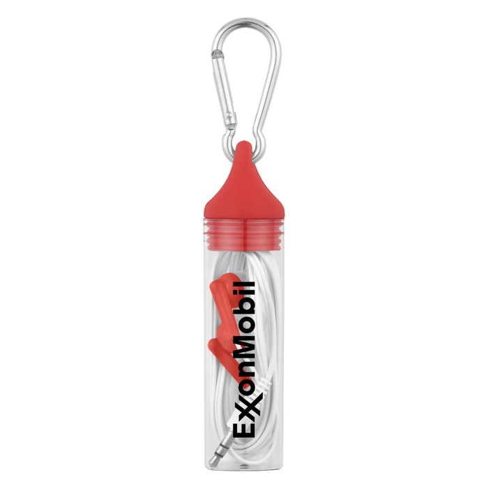 Ear Buds in Custom Case with Carabiner