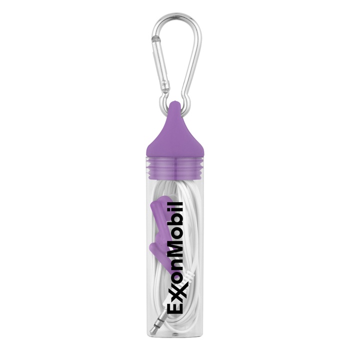 Ear Buds in Custom Case with Carabiner
