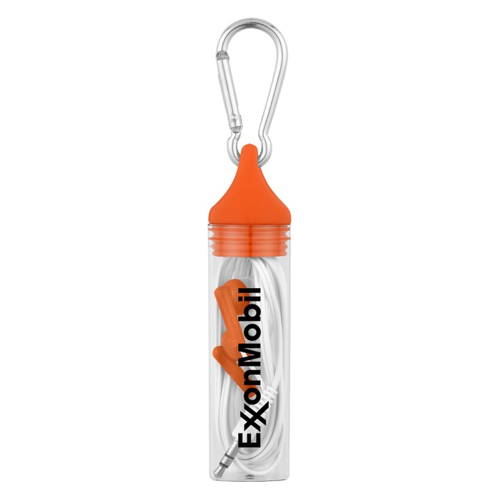 Ear Buds in Custom Case with Carabiner
