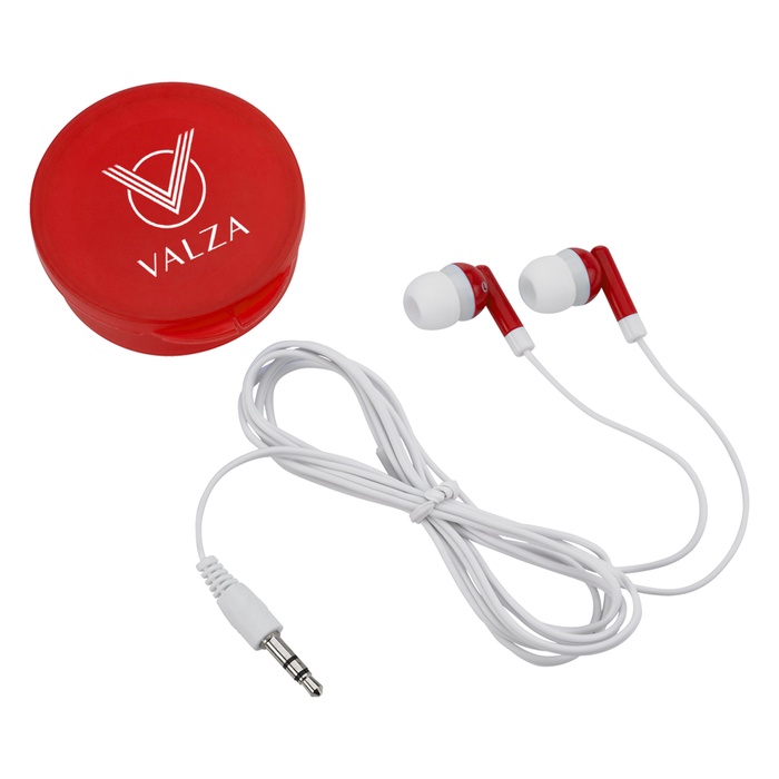 Ear Buds In Custom Round Plastic Case