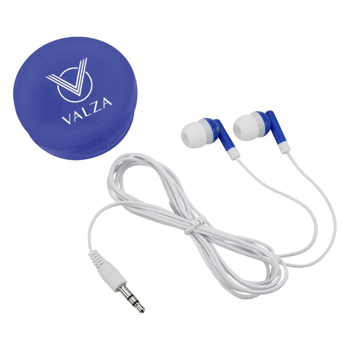 Ear Buds In Custom Round Plastic Case