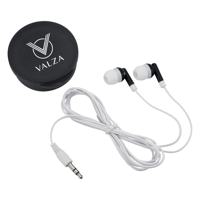 Ear Buds In Custom Round Plastic Case