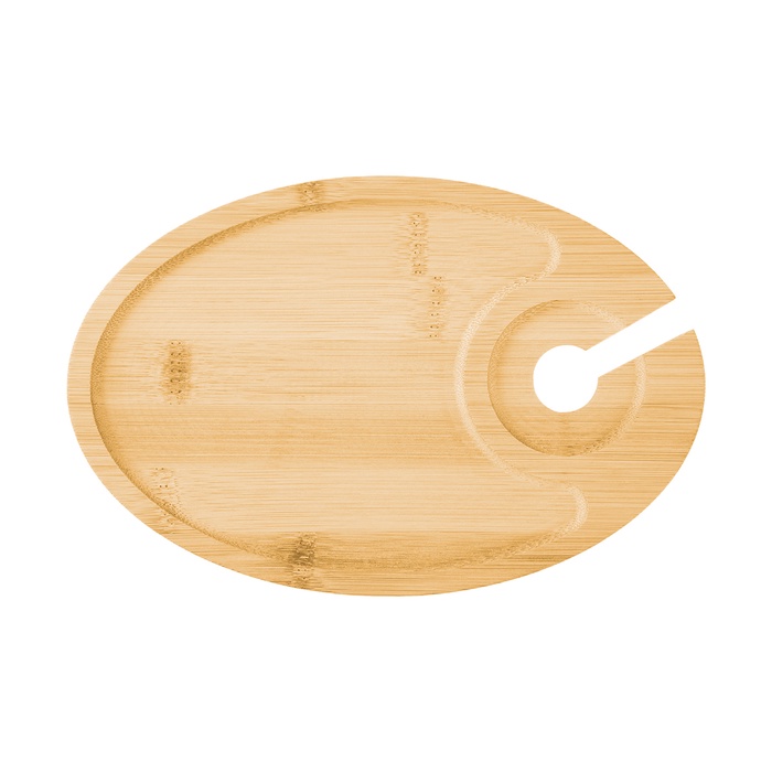 Wine & Dine Recessed Bamboo Tray With Wine Glass Holder