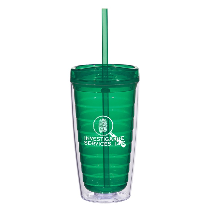 Econo Double Wall 16 oz. Custom Tumbler with Lid & Straw