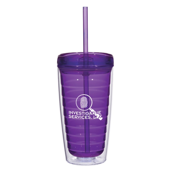 Econo Double Wall 16 oz. Custom Tumbler with Lid & Straw