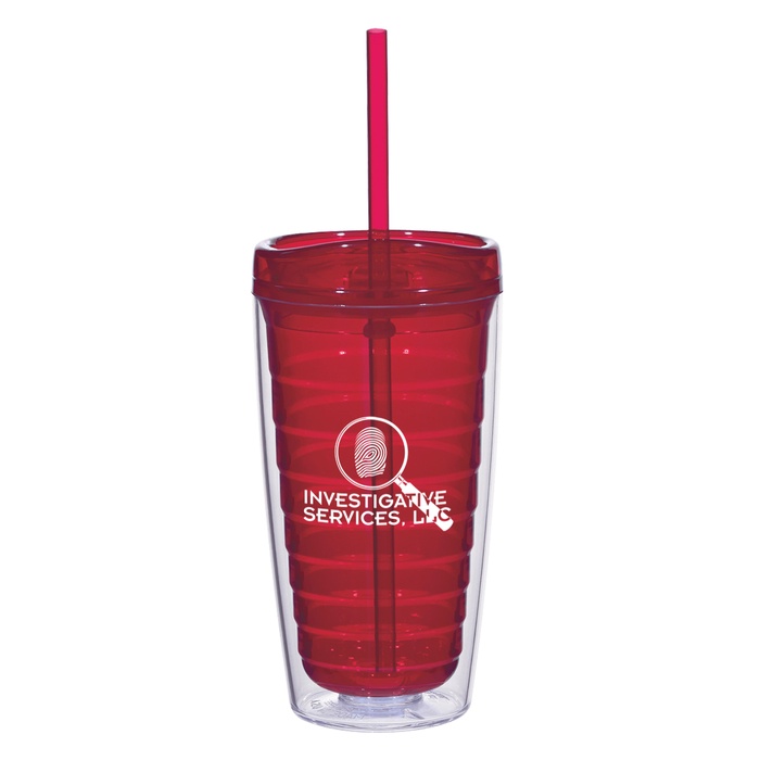 Econo Double Wall 16 oz. Custom Tumbler with Lid & Straw