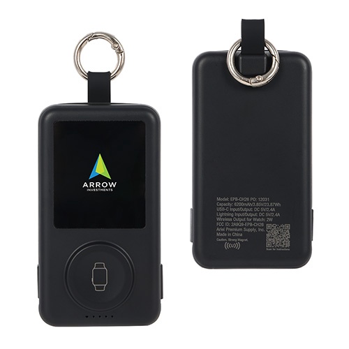 Charter 6200mAh Light Up Power Bank with Watch Charger & Keyring