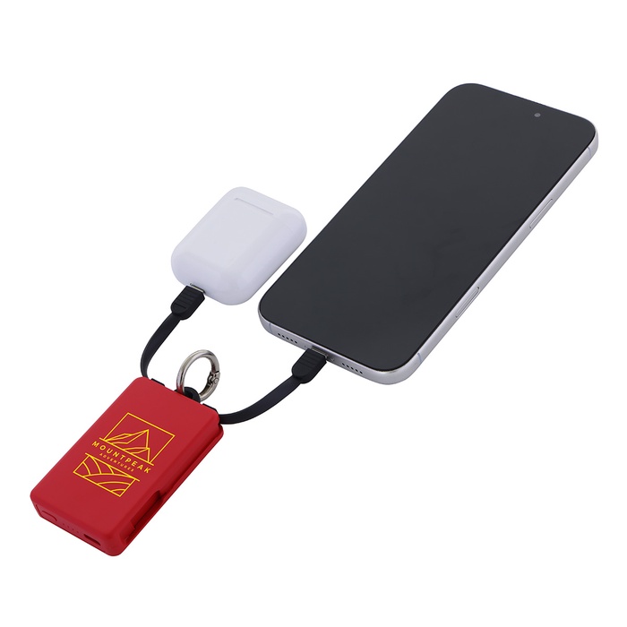 Esprit 2000mAh UL Listed Power Bank with Built-In Cables & Keyring