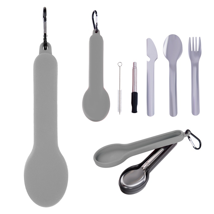 Travel Utensil Set With Silicone Holder