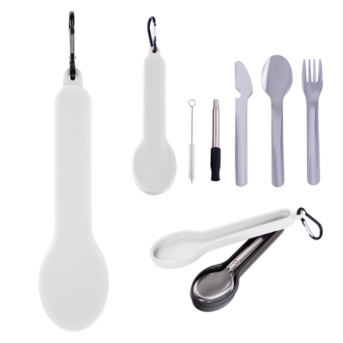 Travel Utensil Set With Silicone Holder