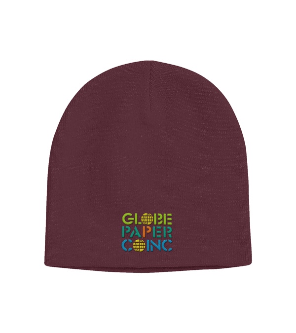 Knit Beanie Cap-Embroidered