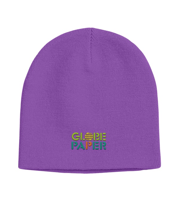 Knit Beanie Cap-Embroidered
