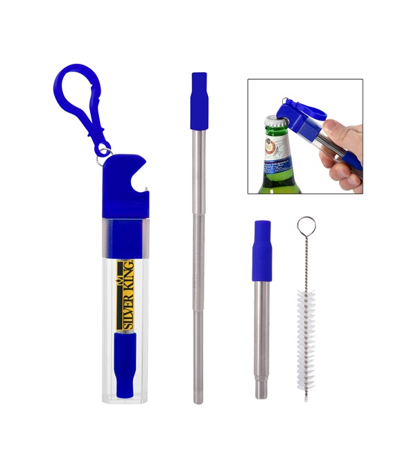 Straw Kit With Bottle Opener - Full Color Imprint