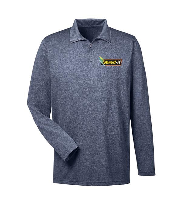 Ultraclub® Men's Cool & Dry Heathered Performance Quarter-Zip - Embroidered