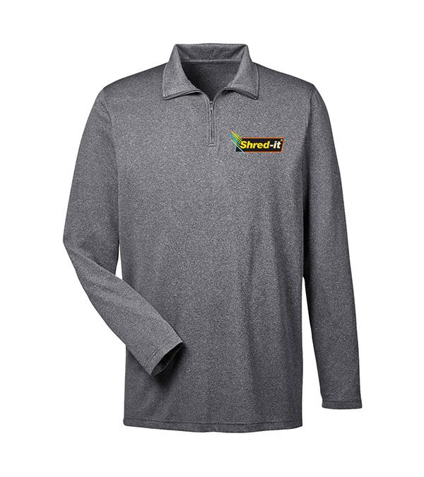 Ultraclub® Men's Cool & Dry Heathered Performance Quarter-Zip - Embroidered